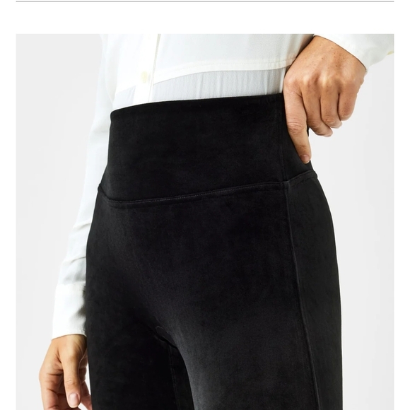 SPANX Womens Velvet Sleek Black Tummy control Leggings Size M - Picture 4 of 14